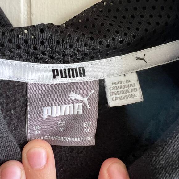 MEN Puma Black Hoodie Size M - Picture 4 of 8